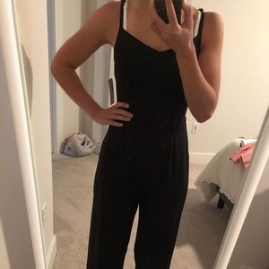 Dressy Black Lace Racerback Jumpsuit